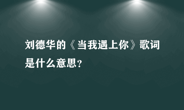 刘德华的《当我遇上你》歌词是什么意思？