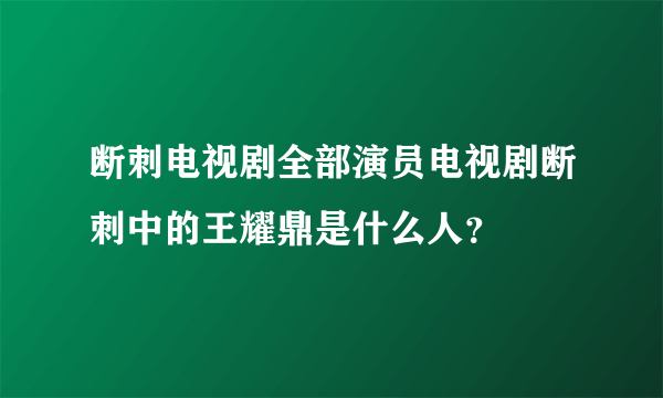 断刺电视剧全部演员电视剧断刺中的王耀鼎是什么人？