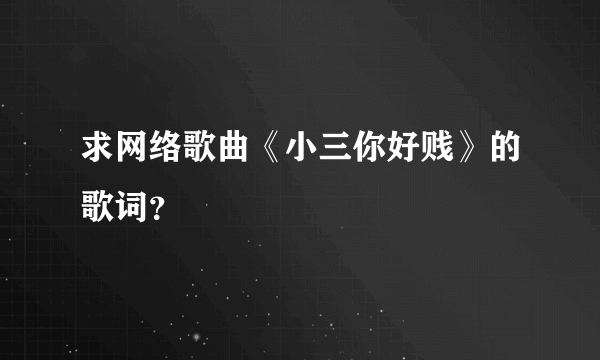 求网络歌曲《小三你好贱》的歌词？