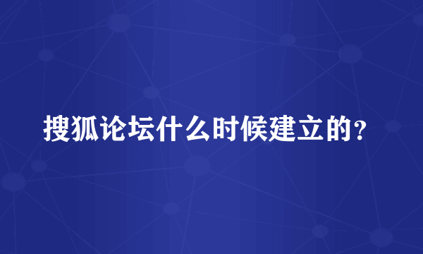 搜狐论坛什么时候建立的？