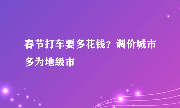 春节打车要多花钱？调价城市多为地级市