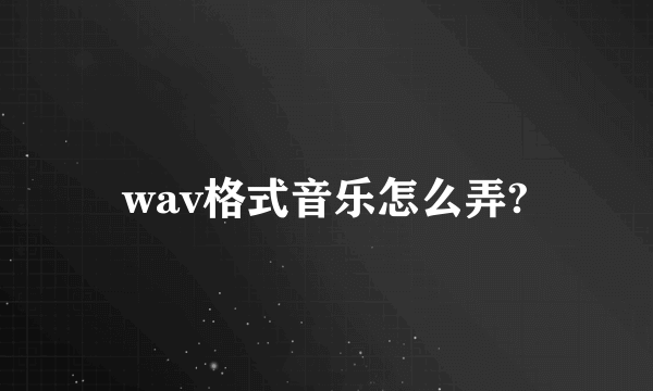 wav格式音乐怎么弄?