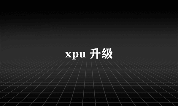 xpu 升级