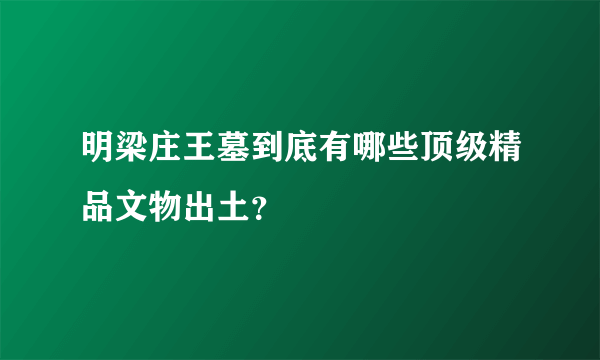 明梁庄王墓到底有哪些顶级精品文物出土？