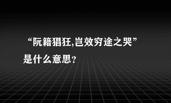 “阮籍猖狂,岂效穷途之哭”是什么意思？