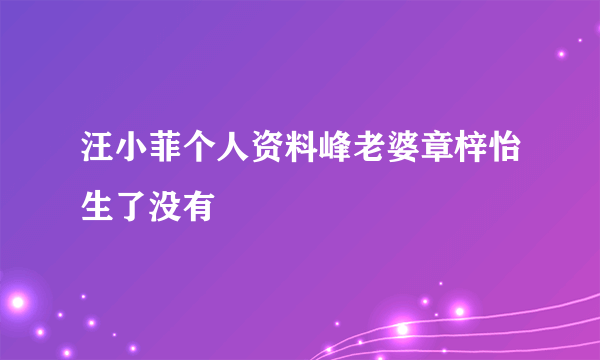 汪小菲个人资料峰老婆章梓怡生了没有