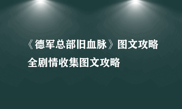 《德军总部旧血脉》图文攻略 全剧情收集图文攻略