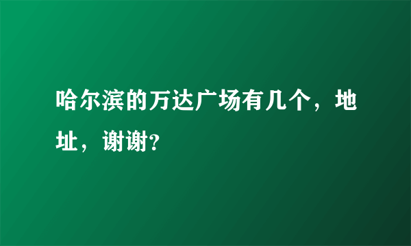 哈尔滨的万达广场有几个，地址，谢谢？