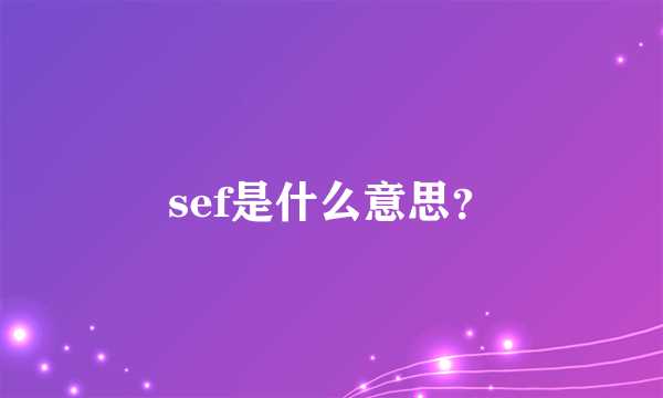 sef是什么意思？