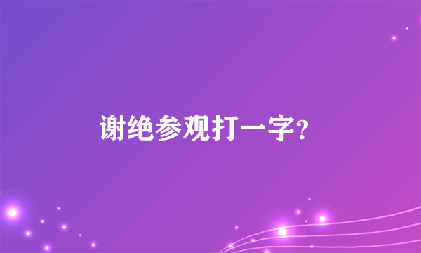 谢绝参观打一字？