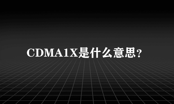 CDMA1X是什么意思？