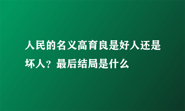 人民的名义高育良是好人还是坏人？最后结局是什么