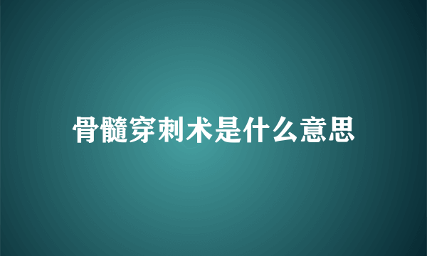 骨髓穿刺术是什么意思