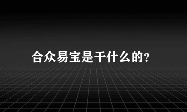 合众易宝是干什么的？