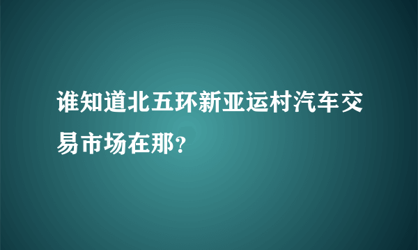 谁知道北五环新亚运村汽车交易市场在那？