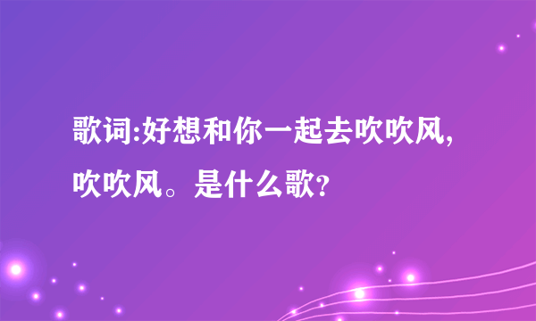 歌词:好想和你一起去吹吹风,吹吹风。是什么歌？