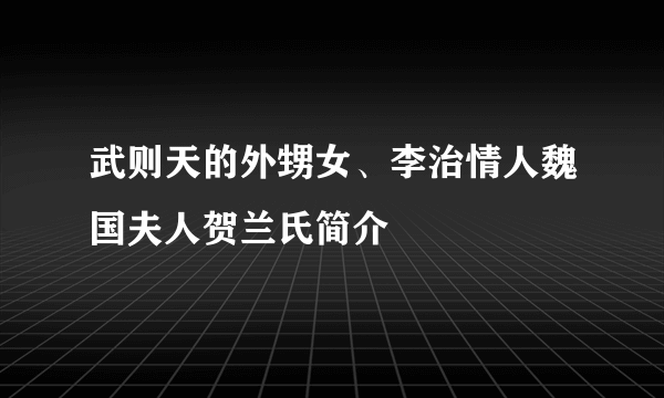 武则天的外甥女、李治情人魏国夫人贺兰氏简介