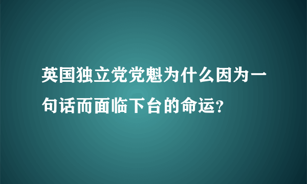 英国独立党党魁为什么因为一句话而面临下台的命运？