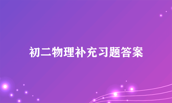 初二物理补充习题答案