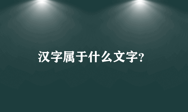 汉字属于什么文字？