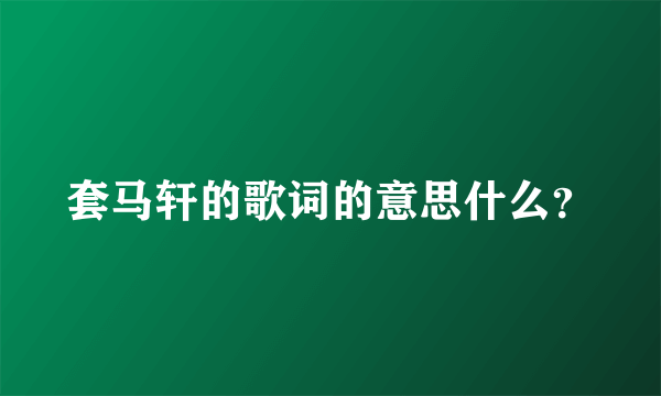 套马轩的歌词的意思什么？