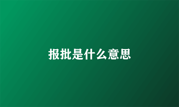 报批是什么意思