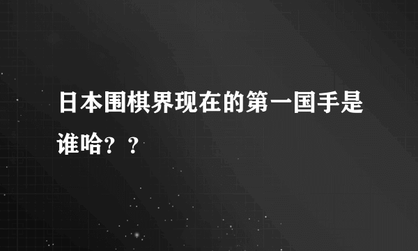 日本围棋界现在的第一国手是谁哈？？