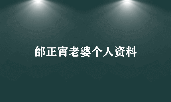 邰正宵老婆个人资料