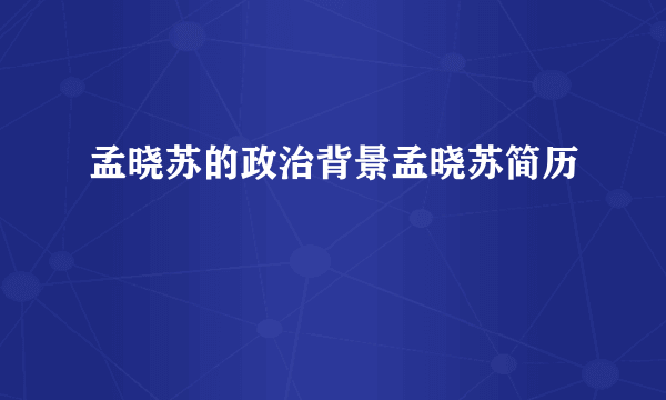 孟晓苏的政治背景孟晓苏简历