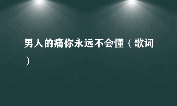 男人的痛你永远不会懂（歌词）