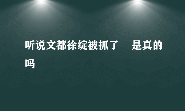 听说文都徐绽被抓了    是真的吗