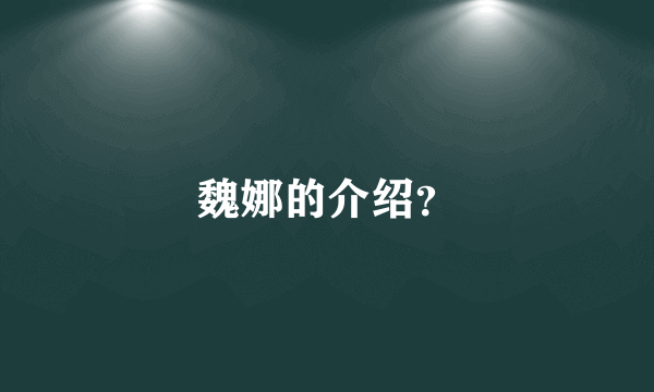 魏娜的介绍？