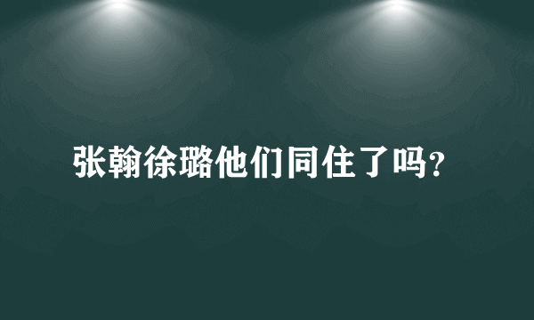 张翰徐璐他们同住了吗？