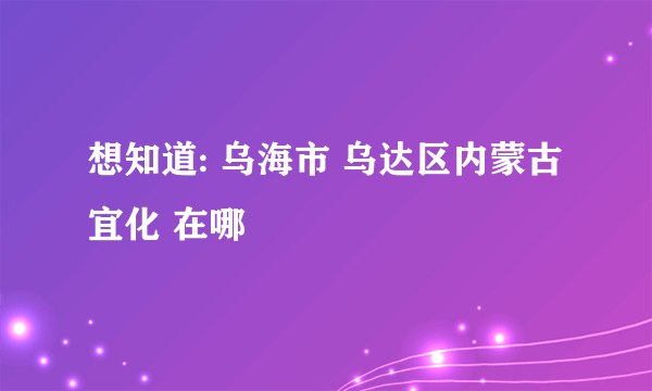 想知道: 乌海市 乌达区内蒙古宜化 在哪