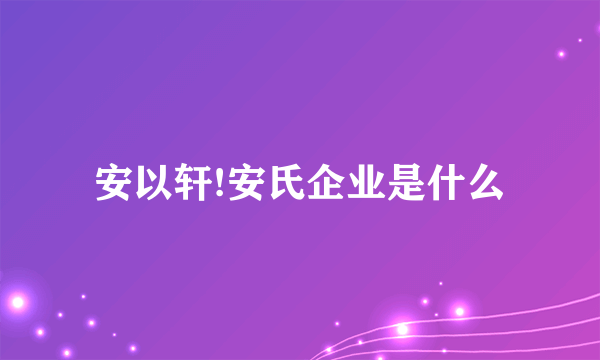 安以轩!安氏企业是什么