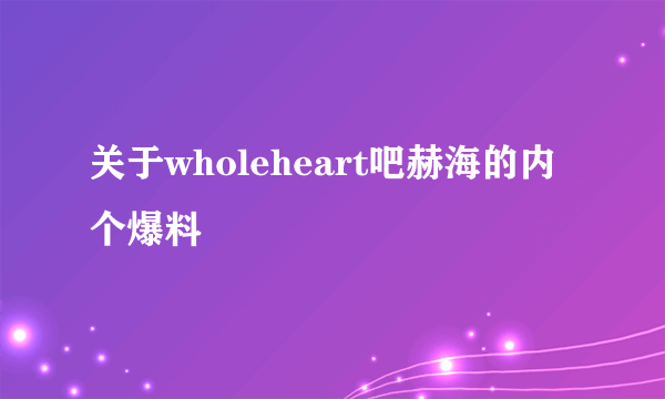 关于wholeheart吧赫海的内个爆料