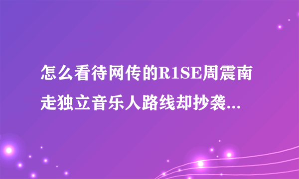 怎么看待网传的R1SE周震南走独立音乐人路线却抄袭词曲这件事？