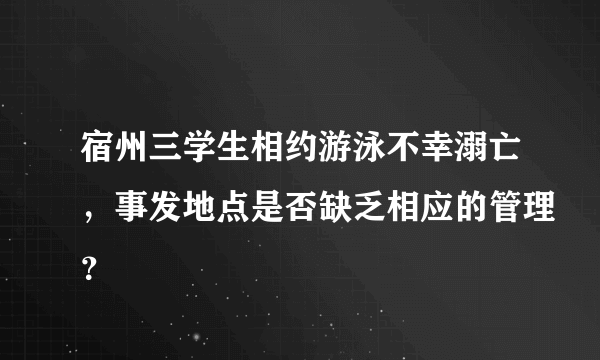 宿州三学生相约游泳不幸溺亡，事发地点是否缺乏相应的管理？