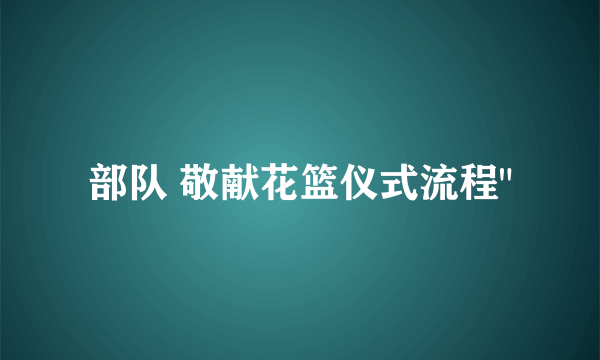 部队 敬献花篮仪式流程