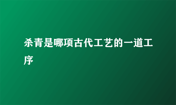 杀青是哪项古代工艺的一道工序