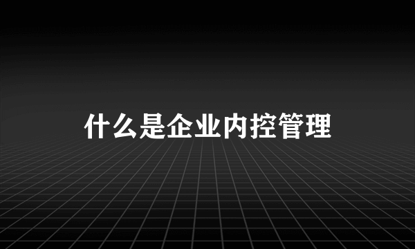 什么是企业内控管理