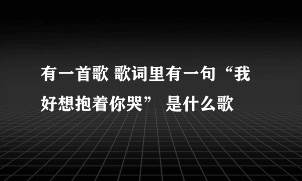 有一首歌 歌词里有一句“我好想抱着你哭” 是什么歌