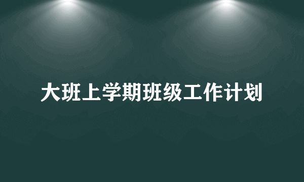 大班上学期班级工作计划