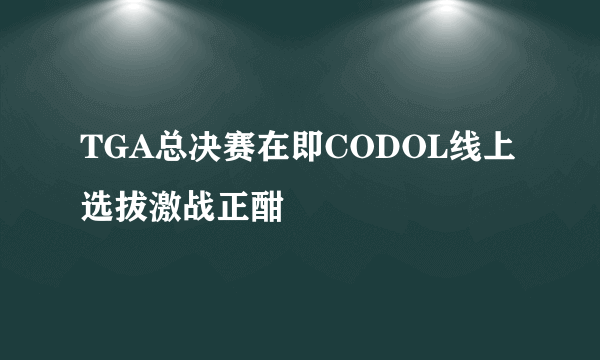 TGA总决赛在即CODOL线上选拔激战正酣