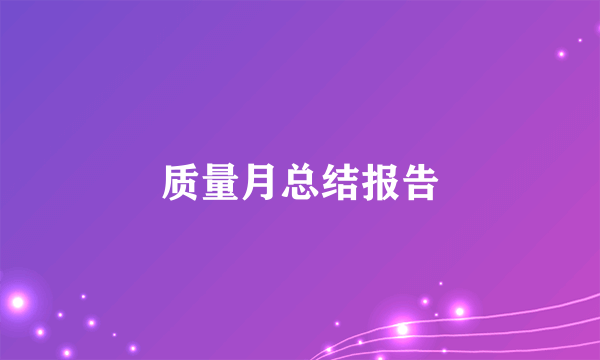 质量月总结报告