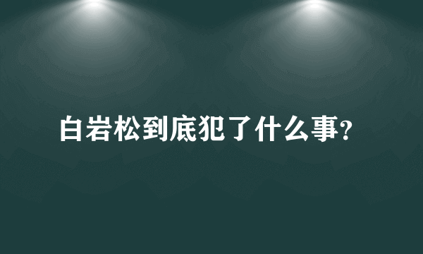 白岩松到底犯了什么事？