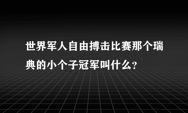 世界军人自由搏击比赛那个瑞典的小个子冠军叫什么？