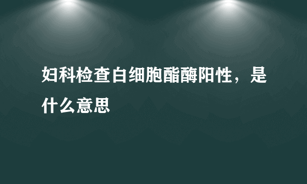 妇科检查白细胞酯酶阳性，是什么意思