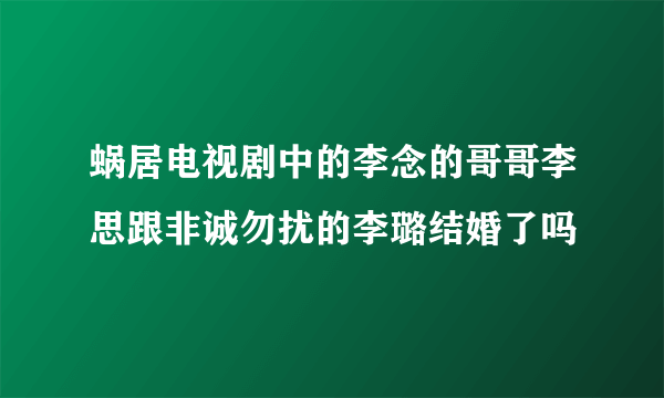 蜗居电视剧中的李念的哥哥李思跟非诚勿扰的李璐结婚了吗