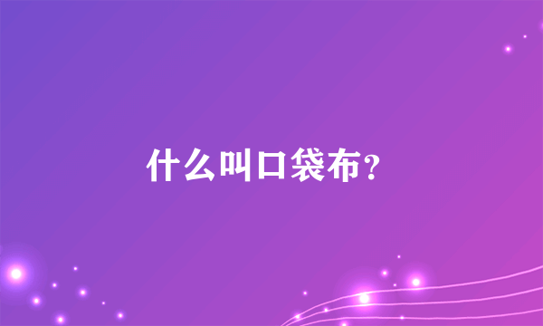 什么叫口袋布？